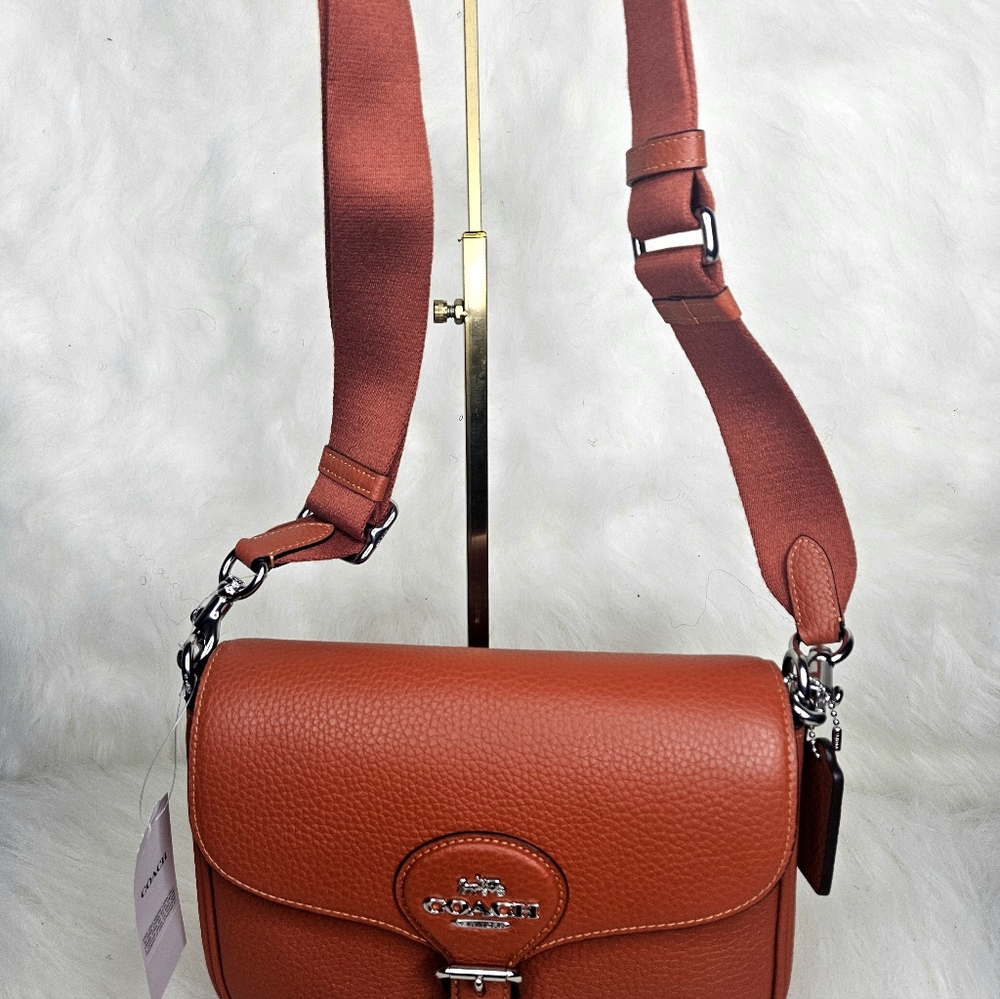 Coach Amelia Orange Saddle Bag with Silver Hardware NWT - Picture 3 of 10